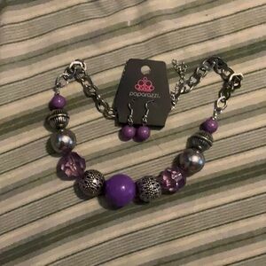 Purple necklace and earring set